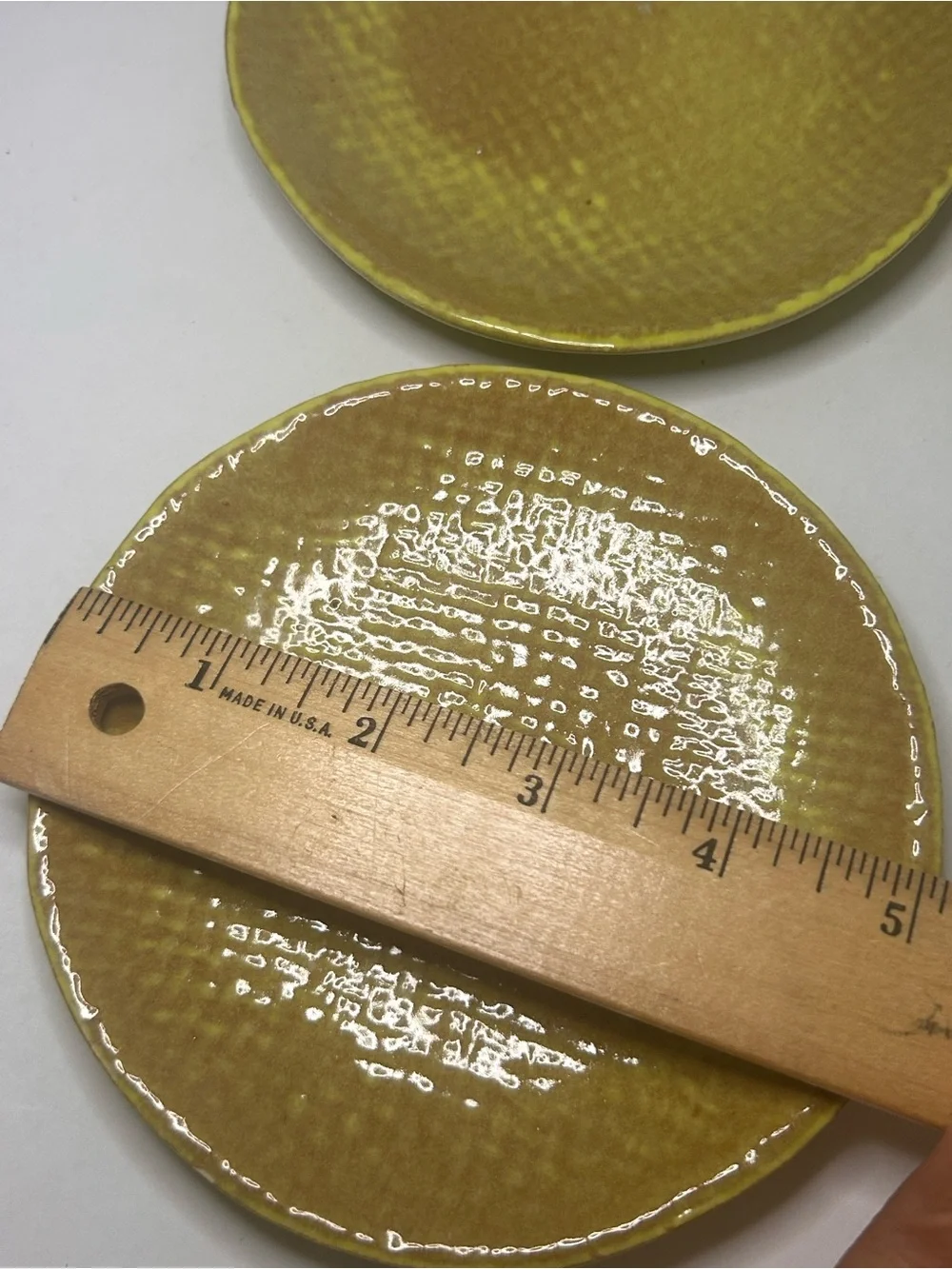 3 Pottery Barn Portugal 5” Olive Green Textured Appetizer Plates Handcrafted